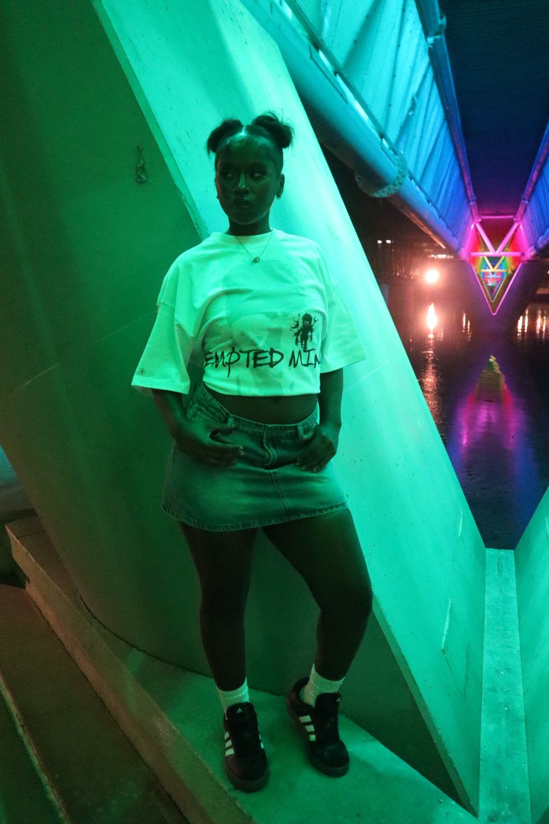 Tempted Mindz streetwear graphic tee on model